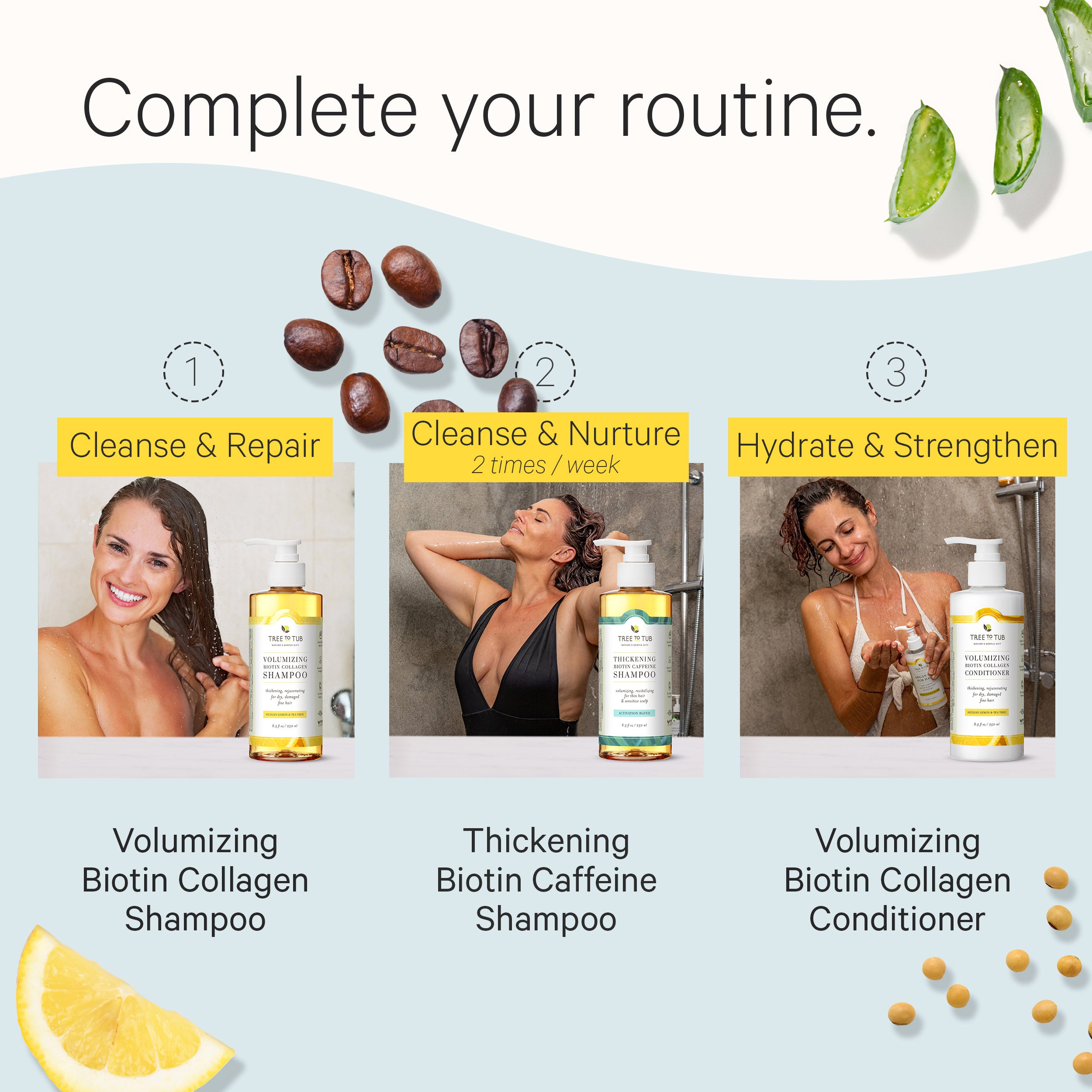 Biotin & Collagen Vegan Shampoo and Conditioner | Tree to Tub