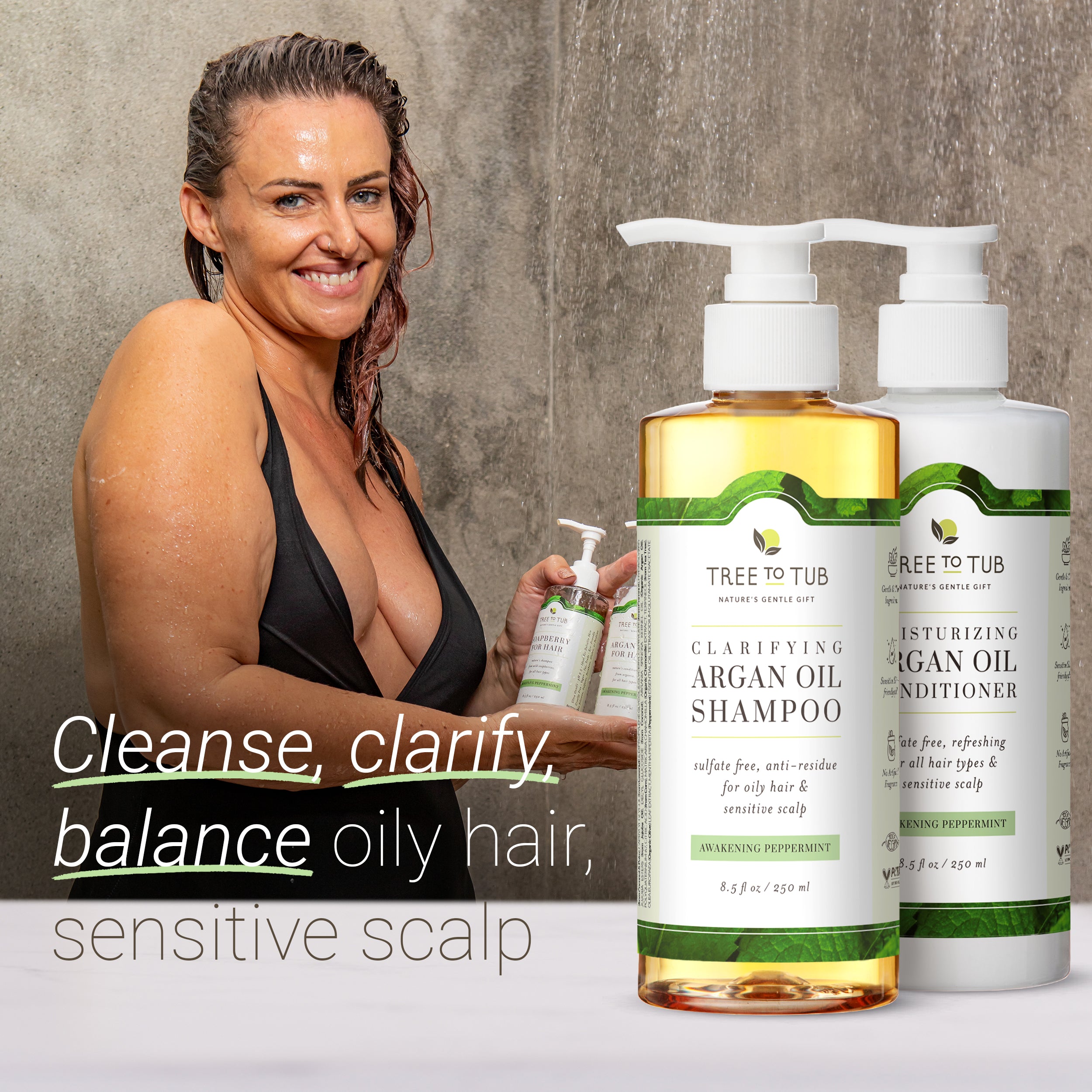 Peppermint Shampoo and Conditioner for Sensitive Scalp – Tree To Tub