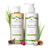 Lemongrass & coconut body scrub & lotion set for sensitive skin with bitter cherry body scrub and shea butter lotion.