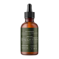 Back of Double Hyaluronic Serum on white background, green label showing the ingredients list and directions for use